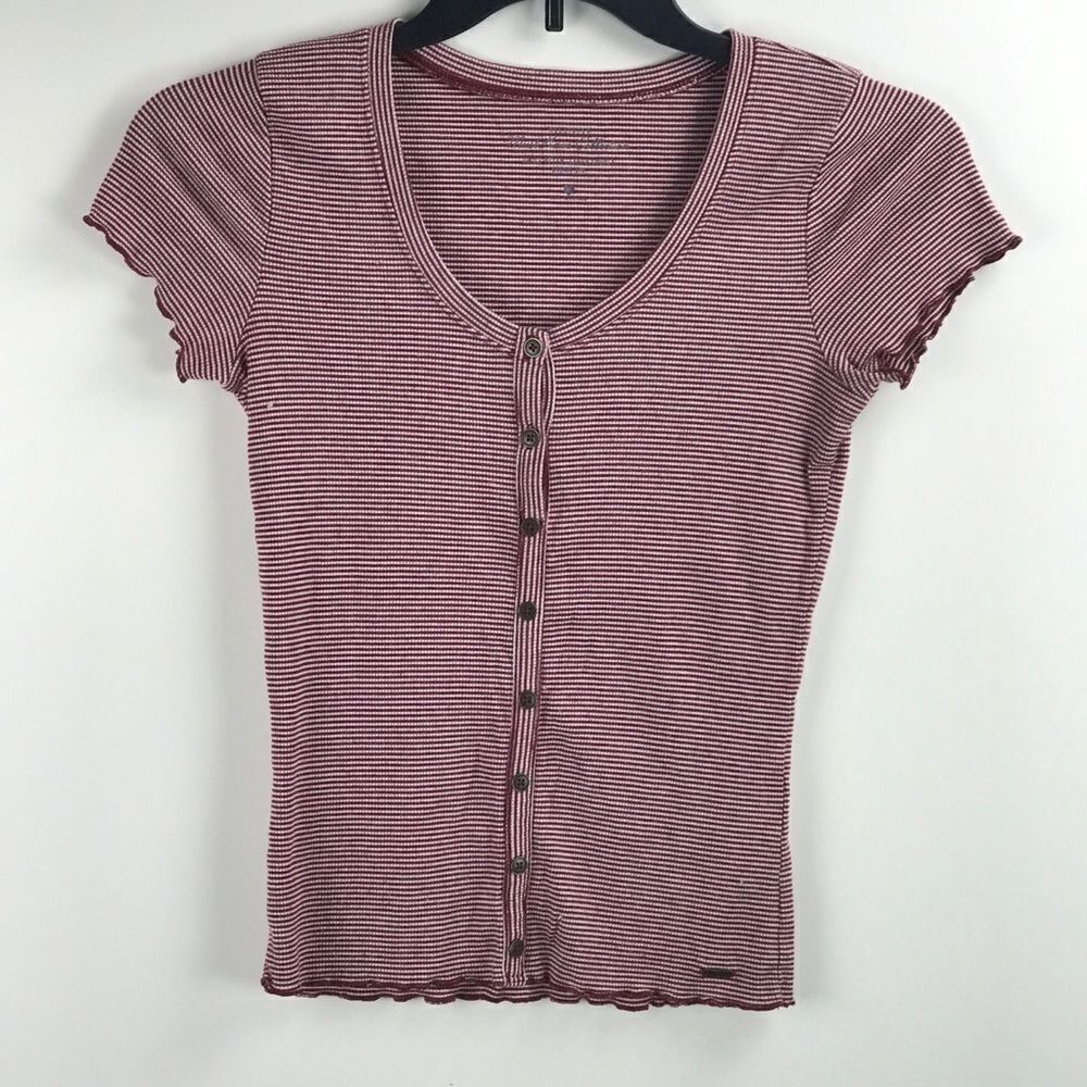 HOLLISTER button front striped top - Picture 2 of 4